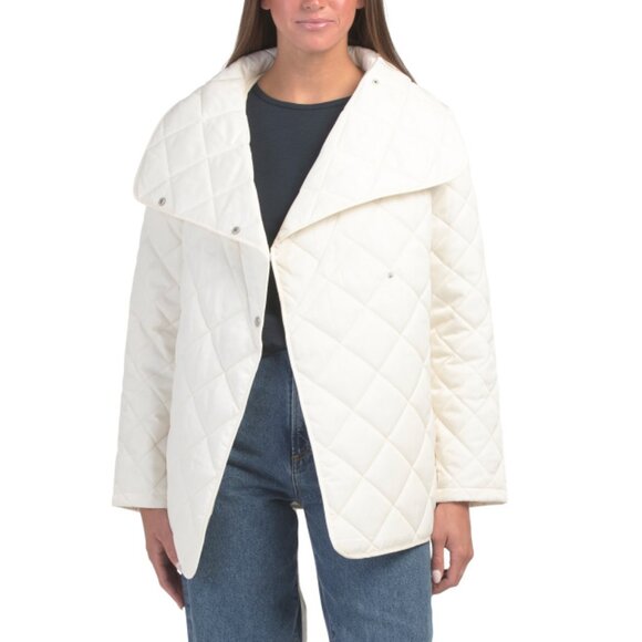 REBECCA MINKOFF White Collared Quilted Wrap Jacket